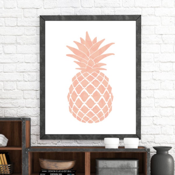 Coral Art, Pink Pineapple, Print Art, Girls Wall Art, Print Download, Pink Decor, Baby Girl Art, Girl Nursery Decor, Instant Download