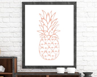 Coral Pineapple, Pineapple Art, Coral Wall Art, Pineapple Print, Coral Wall Print, Coral Art, Coral Summer, Printable Wall Art, Pineapple