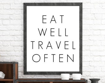 Eat Well Travel Often, Travel Art, Adventure Decor, Minimalist Art, Printable, Eat Well, Travel Often, Adventure Wall Print, Travel Decor