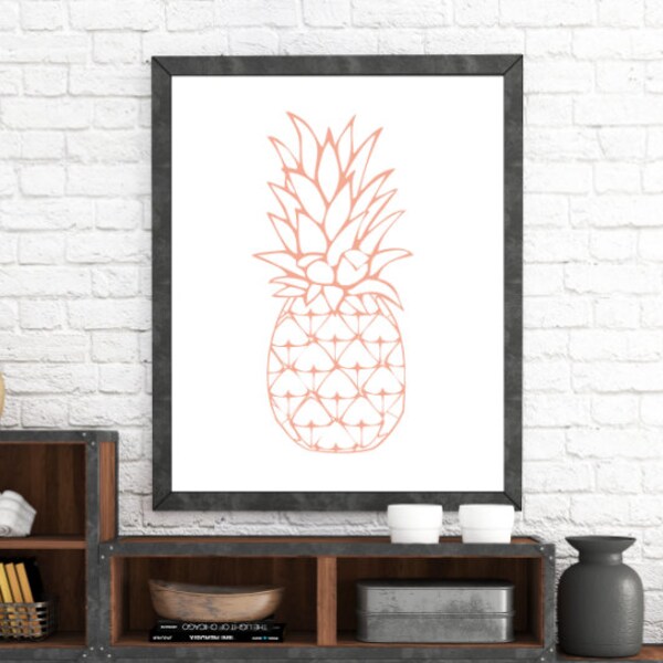 Coral Pineapple, Pineapple Art, Coral Wall Art, Pineapple Print, Coral Wall Print, Coral Art, Coral Summer, Printable Wall Art, Pineapple