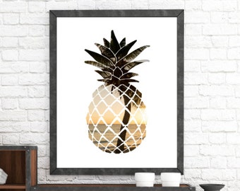 Summer Print, Printable Artwork, Modern Wall Art, Digital Prints, Pineapple Print, Summer Art, Pineapple Art, Tropical Decor, Beach Decor