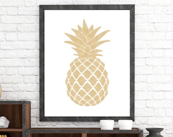 Trending Art, Orange Pineapple, Digital Pineapple, Trending Now, Spring Decor, Tropics, Pineapple Printable, Print Poster, Poster Printable