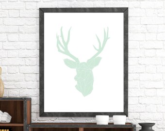 Modern Antler Print, Deer Wall Print, Deer Printable, Deer Print Art, Nordic Decor, Modern Print, Deer Art, Scandinavian Art, Minimalist Art