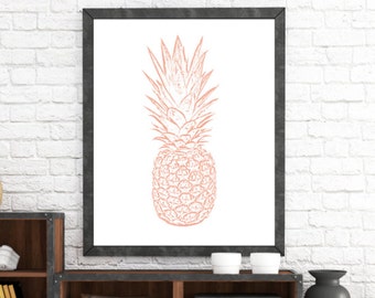 Coral Nursery Decor, Coral Decor, Pink Pineapple, Print Art, Print Download, Pink Decor, Baby Girl Art, Girl Nursery Decor, Instant Download