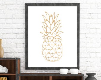 Orange Pineapple Print, Pineapple Art, Pineapple Print, Fruit Art, Print Art, Modern Art Print, Digital Art, Instant Download, Printable Art