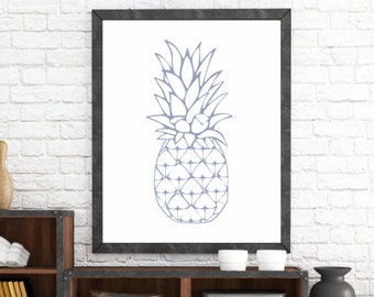 Pineapple, Printable, Printable Pineapple, Pineapple Art, Purple Kitchen Art, Modern Art, Summer Print, Summer Art, Wall Art, Wall Printable