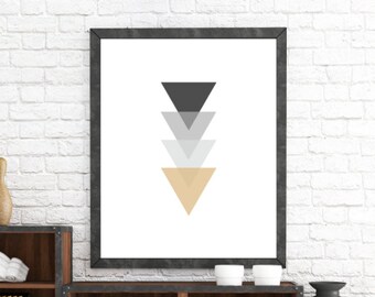 Minimalist Wall Art, Scandinavian, Triangle Print, Geometric Print, Modern Art Print, Home Decor, Abstract Wall Art Print, Triangles Art