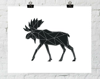 Moose Printable, Moose Art, Woodland Animal Print Wood, Geographic Moose Wall Antlers Antler Print Animal Print Moose Digital Download