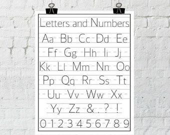 Letters and Numbers, Classroom Decor, Alphabet Print Black and White Wall Art, Nursery Decor, Instant Digital Download, ADOPTION FUNDRAISER