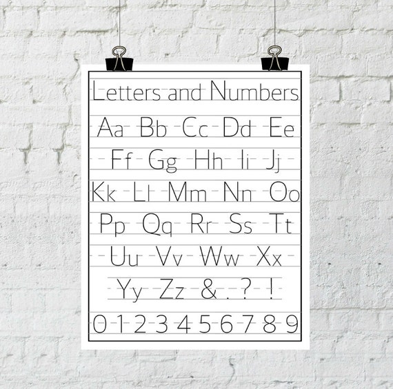 Letters and Numbers Classroom Decor Alphabet Print Black and - Etsy