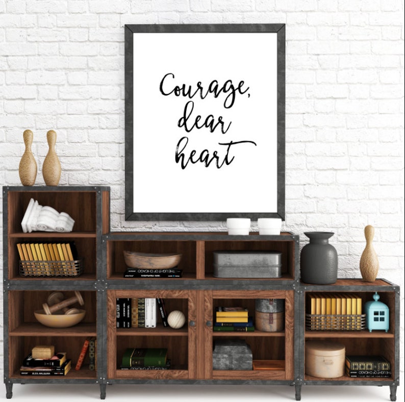 Printable Art, Courage Dear Heart, Narnia Aslan Quote, Typography Art Print, Inspirational Quote, Motivational Quote, Home Decor, C.S. Lewis image 1