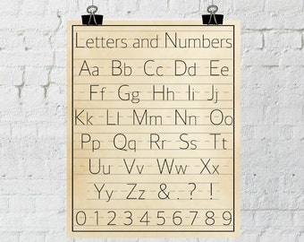 Letters and Numbers, Classroom Decor, Vintage Alphabet Wall Art, Nursery Decor, Instant Download, The Copper Anchor- ADOPTION FUNDRAISER