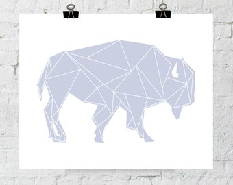 Printable Art, Buffalo Nursery, Purple Buffalo Art, Geometric Print, Tribal Art, Buffalo Wall Print, Buffalo Art, Purple Nursery Decor, Art