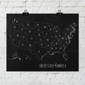 USA Chalkboard Map Classroom Decor, Back to School Printable, America ...