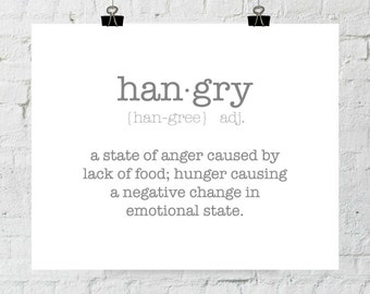 Hangry Definition. Hangry Home Decor, Typographic, Dictionary Print. 8x10 Instant Digital Download. Printable Wall Art - ADOPTION FUNDRAISER