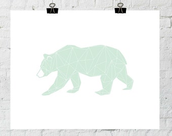 Green Bear Print, Minimal Bear, Bear Nursery Art, Nursery Minimal Art, Mint Nursery, Kids Wall Decor, Modern Nursery Art, Nursery Printable