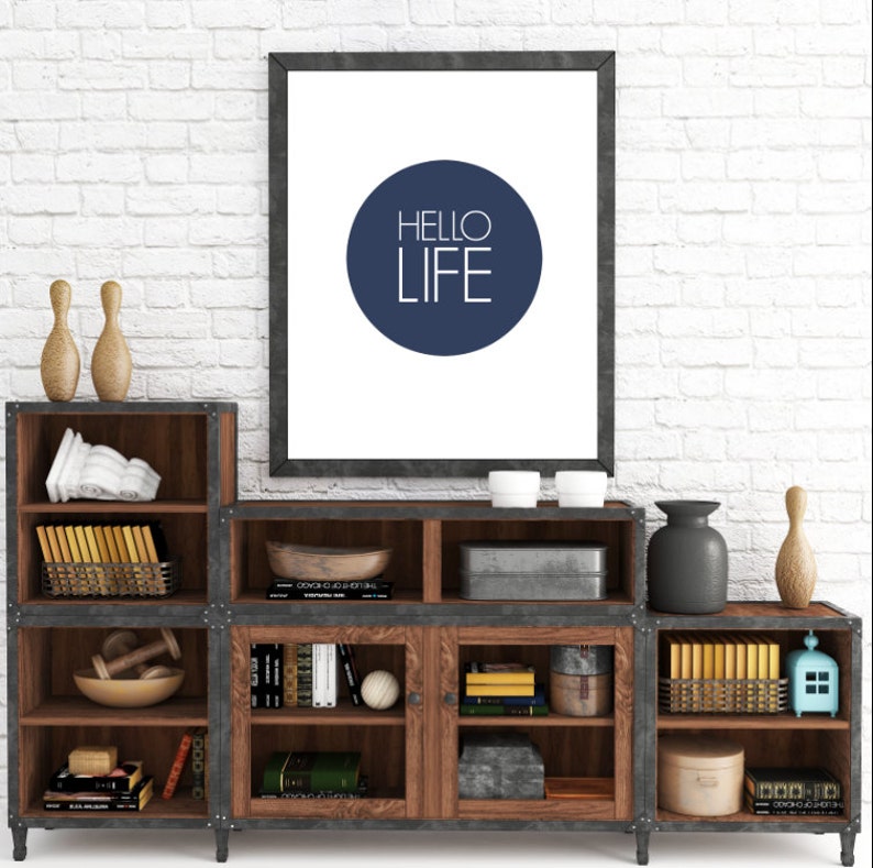 Hello Life. 8x10 Blue, Typographic, Home Decor Print. Instant Digital Download. Printable Wall Art ADOPTION FUNDRAISER image 1