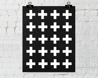 Swiss Cross Print, Scandinavian Decor, Home Decor Wall Art, Black and White Prints, Minimalist Art, Printable Wall Art- ADOPTION FUNDRAISER