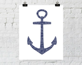 Nautical Wall Decor, Anchor Decor, Anchored Love, Navy Blue Prints, Anchor Art, Home Decor, Instant Download, Wall Art, The Copper Anchor