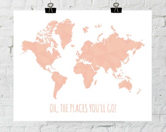 Oh the Places You'll Go Print World Map Printable Art - Etsy