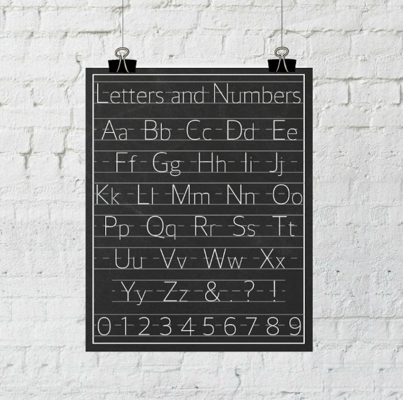 Letters and Numbers Poster Classroom Decor, Alphabet Print Wall Art, Nursery Decor, Instant Download, The Copper Anchor ADOPTION FUNDRAISER image 1