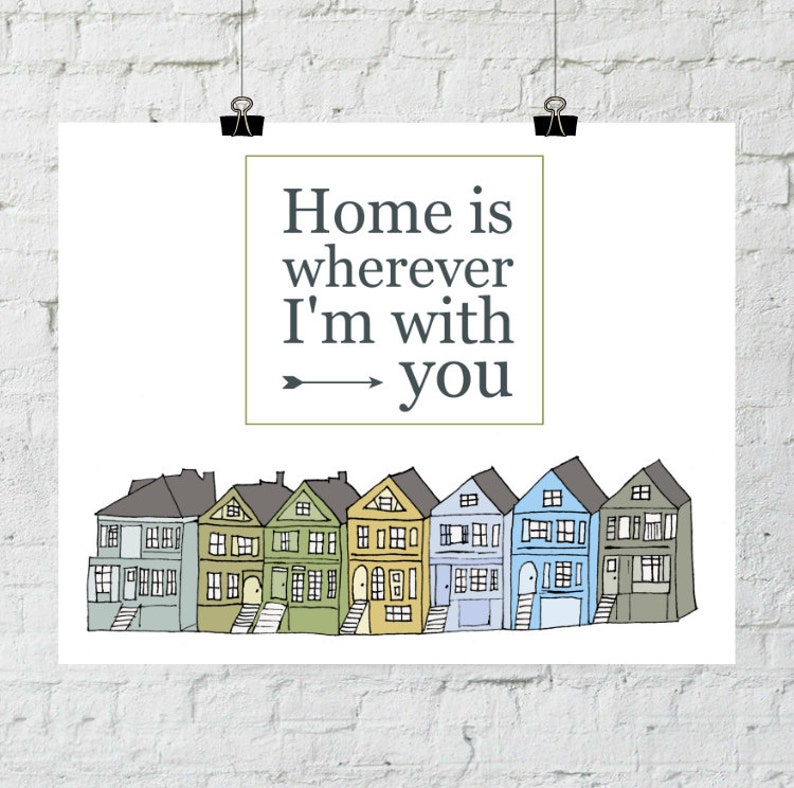 Home is Wherever I'm With You. 8x10 Typographic, Home Decor Print