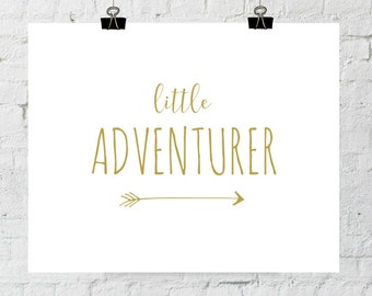 Little Adventurer Printable Nursery Art Adventure Print Nursery Art Print Gold Poster Yellow Nursery Decor Digital Download Printable