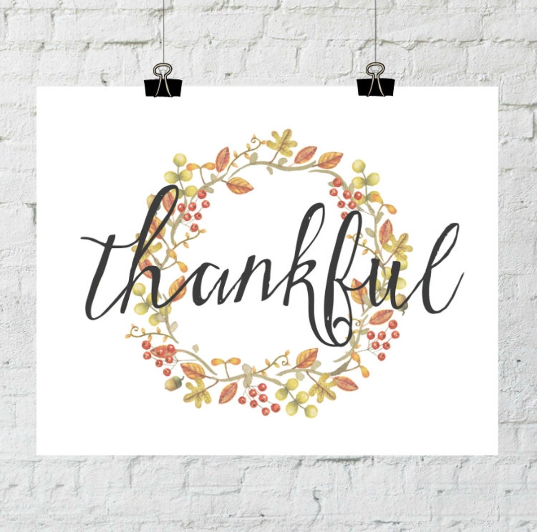 Thankful Thanksgiving Decor Typography Wall Art Prints - Etsy