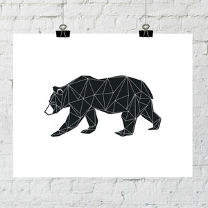 Black Bear, Black Nursery Decor, Tribal Nursery Art, Tribal Art, Geometric Art, Geometric Print, Bear Art, Nursery Decor, Tribal Nursery image 1