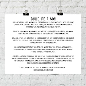 Build Me A Son, Father And Son, General Douglas MacArthur Quote, Baby Room Decor, Instant Download, Printable Wall Art, The Copper Anchor