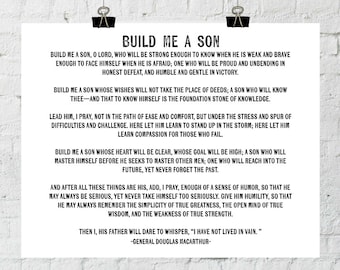 Build Me A Son, Father And Son, General Douglas MacArthur Quote, Baby Room Decor, Instant Download, Printable Wall Art, The Copper Anchor