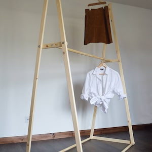 Handmade, Natural Wood, Double hanging space Clothes Rack