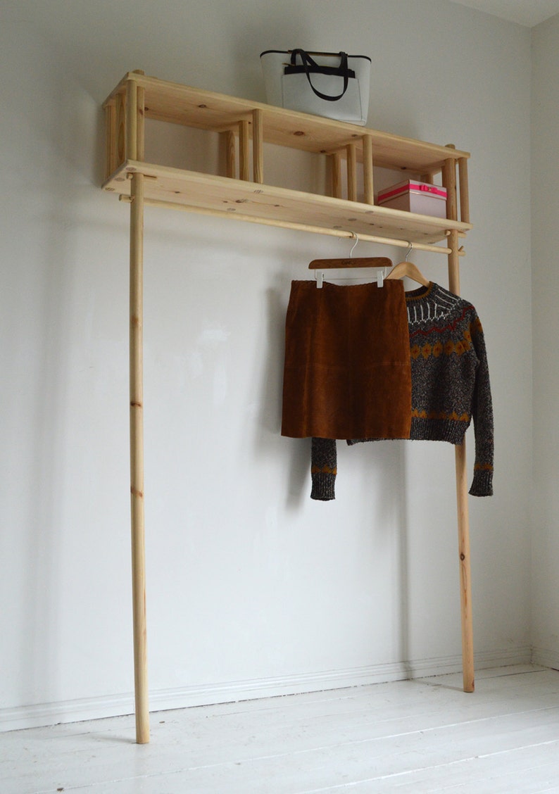 Hand Made Modern Clothes Rail Pine wood Elegant Original | Etsy