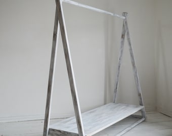 Handmade, Shabby Chic, Clothes Rail with Shelf