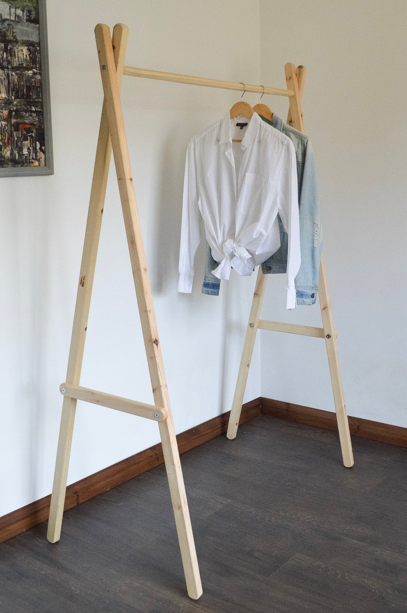 Handmade Natural Wood Clothes Rack Clothes Rail Etsy UK
