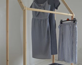 Handmade, Natural Pine Wood, Clothes Rail, Clothes Rack with Shelf !