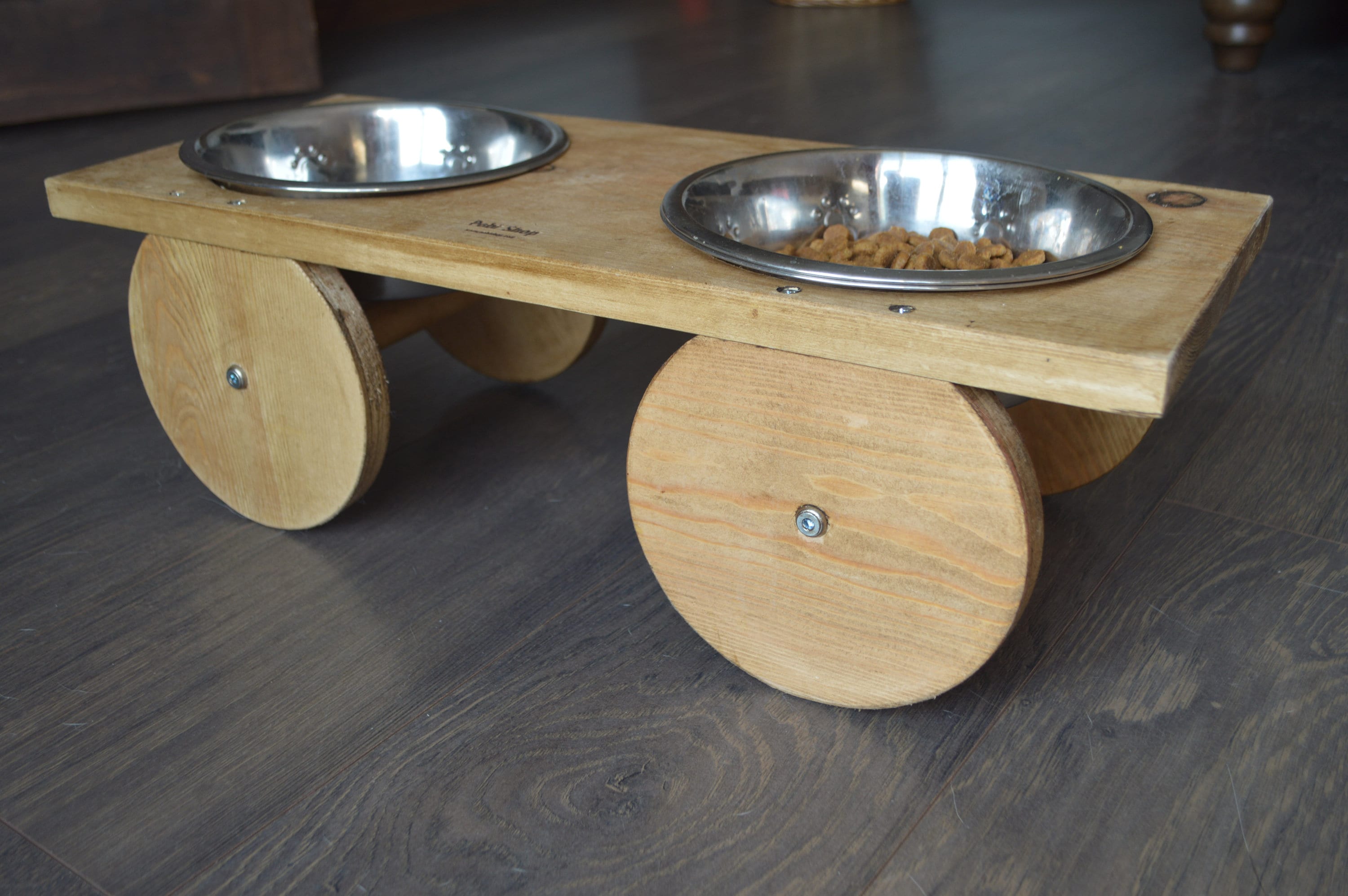 Wooden Dog Bowl Stand with bowls Etsy