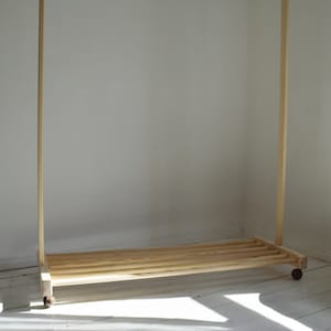 Handmade Natural Pine Wood Clothes Rail With Shelf and - Etsy