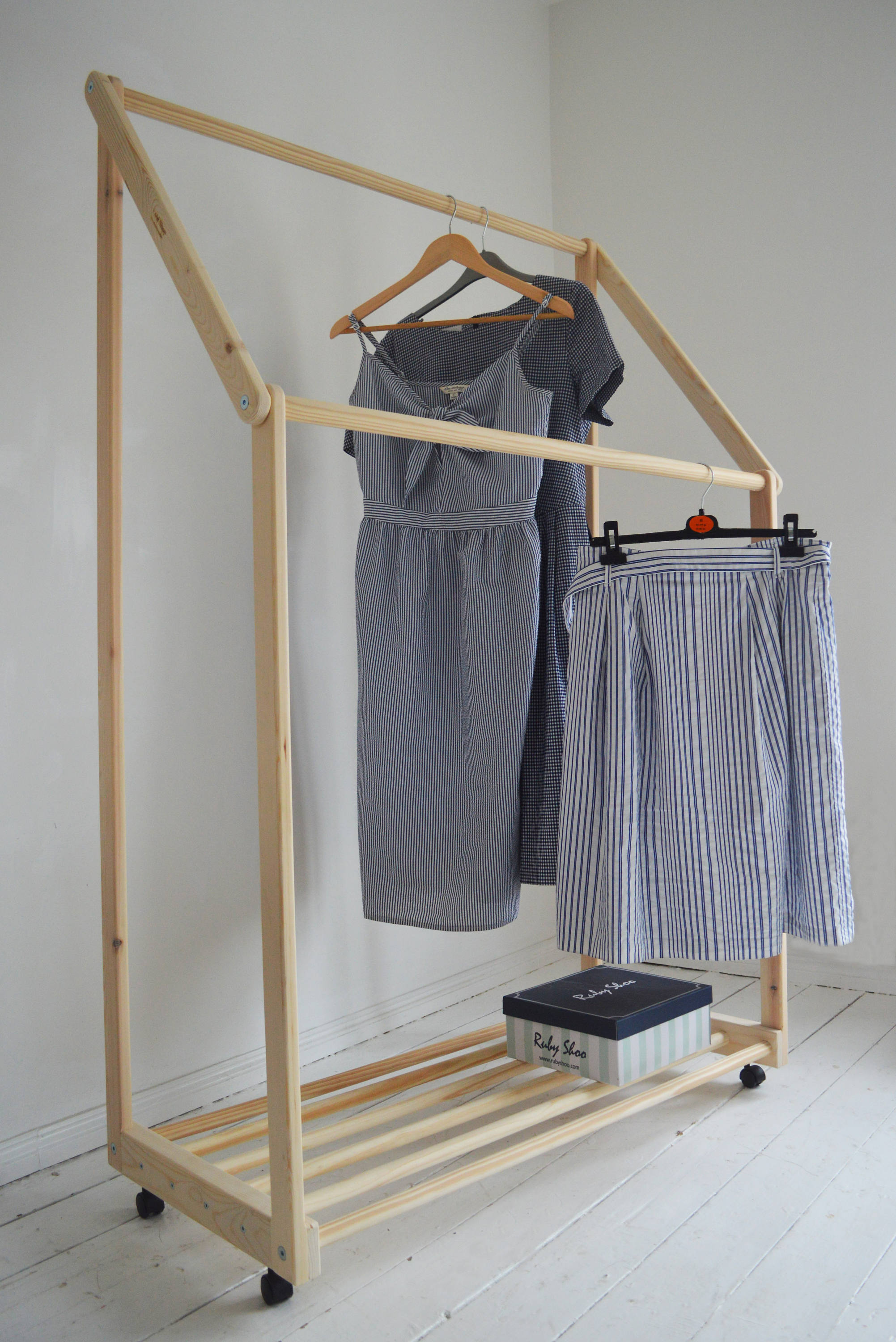 Handmade Natural Pine Wood Clothes Rail With Shelf and - Etsy UK