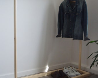 Handmade Natural Wood Clothes Rail