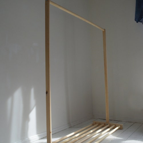 Handmade Natural Pine Wood Clothes Rail With Shelf and - Etsy