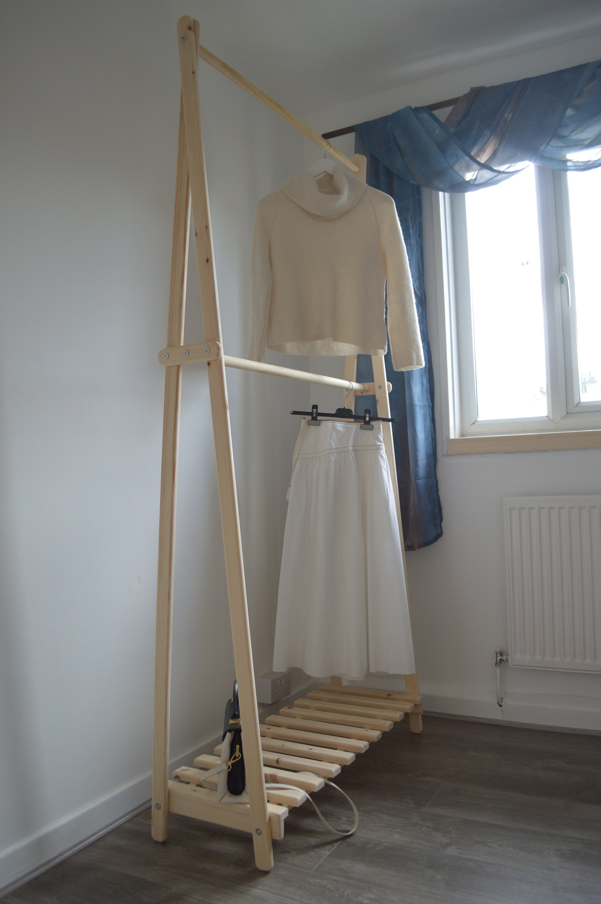 Handmade Clothes Rack With the Pallet Shelf Etsy UK