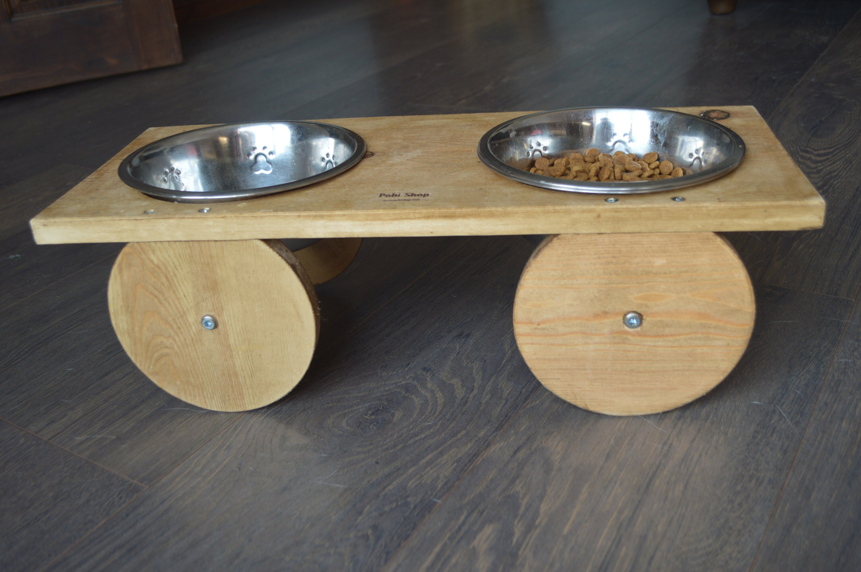 Wooden Dog Bowl Stand with bowls Etsy