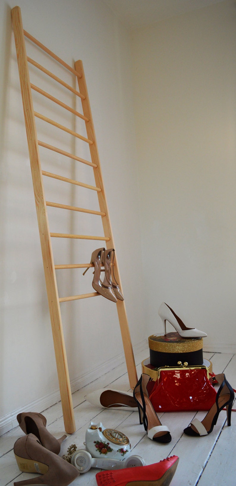 Stylish Vintage Ladder Perfect to be put inside a shop Rungs Paper Storage image 3