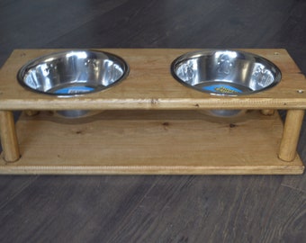 Wooden Dog Bowl Stand with bowls!