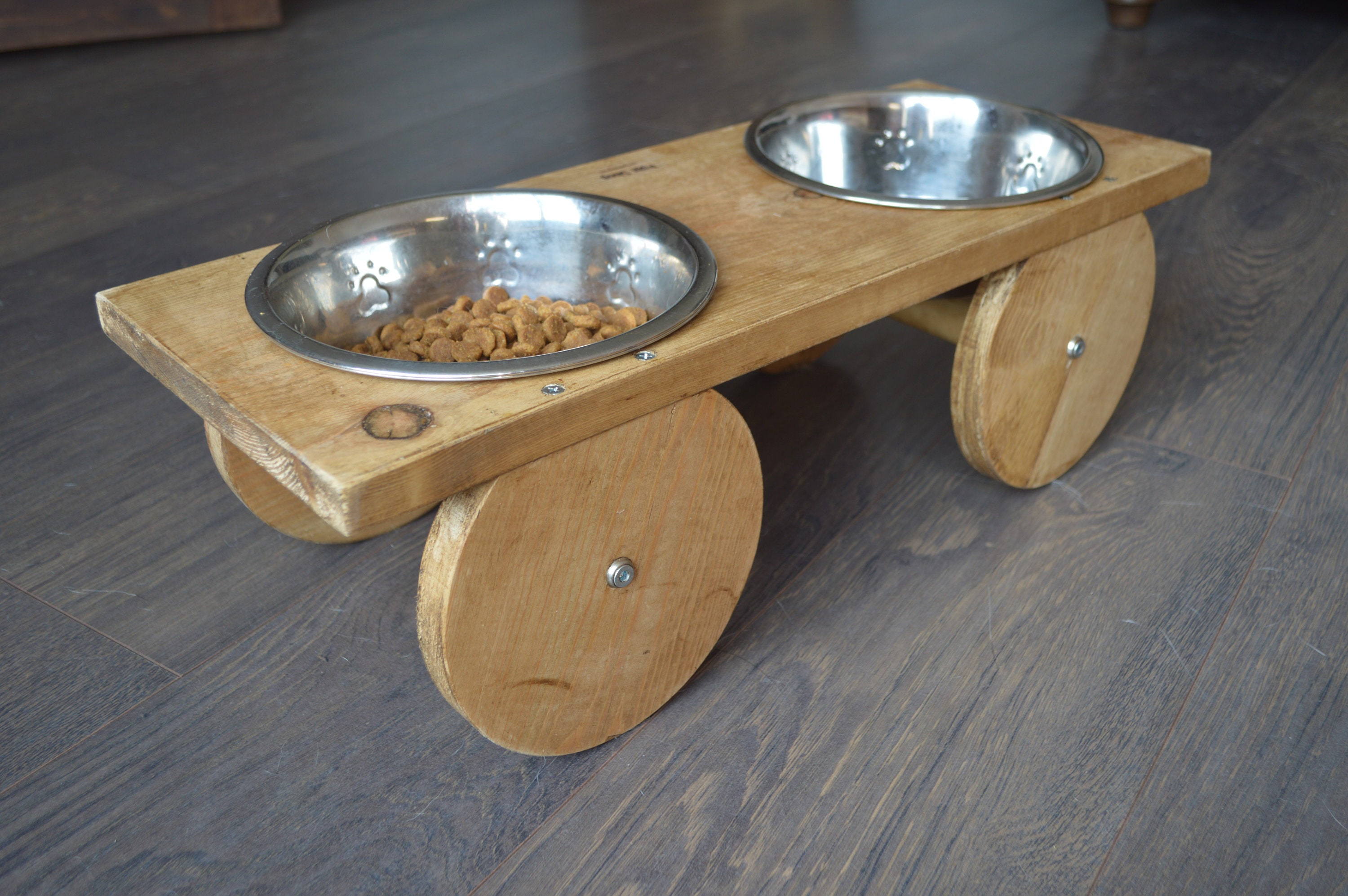 Wooden Dog Bowl Stand with bowls Etsy