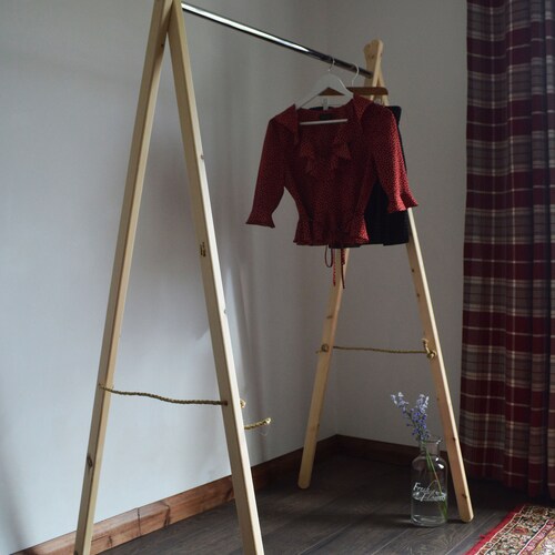 Handmade Natural Wood Clothes Rack Clothes Rail Etsy