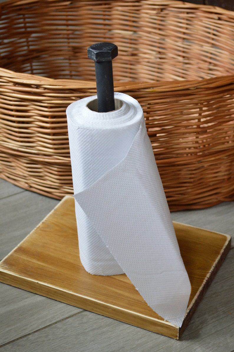 Free standing kitchen roll holder reclaimed wooden paper Etsy