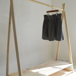 Handmade, Natural Wood, Clothes Rail with Shelf in pure natural untreated wood image 2