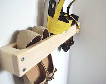 Shoe storage organizer shelf pairs shoe  simple functional hand made